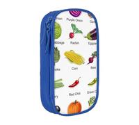WXWJSHMGC Introduction of Various Vegetables Print Large Capacity Double Layer Pencil Case with Zipper – Durable Fabric School Pouch for Pens,– Ideal for Students