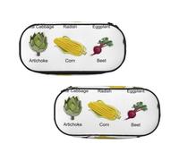 WXWJSHMGC Introduction of Various Vegetables Print Pencil Bag Large Pouch Bag with 3 Compartments Pen Case Card Coin Holder for Boys Girls School Stationery