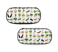 WXWJSHMGC Introduction of Various Vegetables Print Pencil Bag Large Pouch Bag with 3 Compartments Pen Case Card Coin Holder for Boys Girls School Stationery