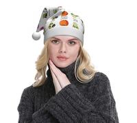 WXWJSHMGC Introduction Of Various Vegetables Print Plush Christmas Hat Unisex Xmas Holiday Hat For Christmas New Year Festive Holiday Partyï¼ˆ2pcs