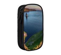 WXWJSHMGC Ireland Outdoors County Clare The Cliffs Print Large Capacity Double Layer Pencil Case with Zipper - Durable Fabric School Pouch for Pens,- Ideal for Students