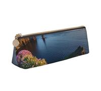 WXWJSHMGC Ireland Outdoors County Clare The Cliffs Print Leather Pencil Case,Fountain Pen Case,Personalised Portable Big Capacity Study Pencil Case for Secondary School Girls Boys