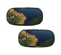 WXWJSHMGC Ireland Outdoors County Clare The Cliffs Print Pencil Bag Large Pouch Bag with 3 Compartments Pen Case Card Coin Holder for Boys Girls School Stationery