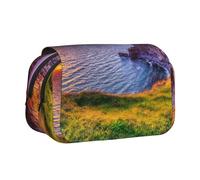 WXWJSHMGC Ireland Sunset Seascape Print Pen Case Bag - Portable Double Layer Storage Pencil Bag for Child, Girls, Boys and Adults