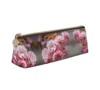 WXWJSHMGC Japanese Cherry Blossoms Print Leather Pencil Case,Fountain Pen Case,Personalised Portable Big Capacity Study Pencil Case for Secondary School Girls Boys