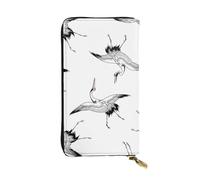 WXWJSHMGC Japanese Crane Print Fashion Long Wallet Shopping Clutch Purse Pu Leather Handbags for Ladies,Men's Wallets