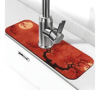 WXWJSHMGC Japanese Style Cherry Blossom Print Kitchen Sink Splash Guard,Absorbent Drying Mat,Sink Mat,For Kitchen Faucets,Countertops