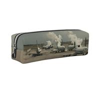 WXWJSHMGC Jet Fighter Print Leather Pencil Case Simple,with Metallic Zipper Pocket,Storage Pouch for Girls Boys Student College Middle School