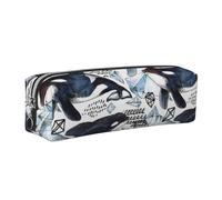 WXWJSHMGC Killer Whale Print Leather Pencil Case Simple,with Metallic Zipper Pocket,Storage Pouch for Girls Boys Student College Middle School