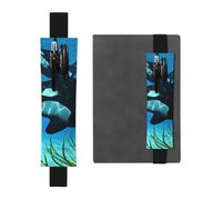 WXWJSHMGC Killer Whales Swim Along Print 2pcs Adjustable Elastic Band Pen Holder Pu Leather Pen Sleeve Pouch for Hardcover Journals, Notebooks for Back to School Gift