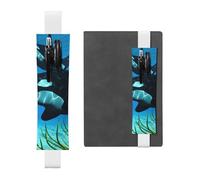 WXWJSHMGC Killer Whales Swim Along Print 2pcs Adjustable Elastic Band Pen Holder Pu Leather Pen Sleeve Pouch for Hardcover Journals, Notebooks for Back to School Gift