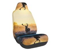WXWJSHMGC Landscape Deer Print Universal Auto Car Front Seat Covers Bucket Seats Auto Interior Accessories Protector Fit For Most Car(1pcs)