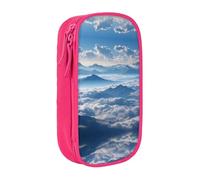 WXWJSHMGC Landscape with Mountains and Clouds Print Print Large Capacity Double Layer Pencil Case with Zipper â€“ Durable Fabric School Pouch for Pens,â€“ Ideal for Students