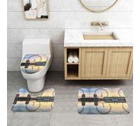 WXWJSHMGC london eye print 3 Piece Super Plush Non-Slip Bath Mat Rug Set Toilet Carpet Rugs