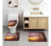 WXWJSHMGC Lonely Bench Sunset print 3 Piece Super Plush Non-Slip Bath Mat Rug Set Toilet Carpet Rugs
