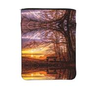 WXWJSHMGC Lonely Bench Sunset Print Book Cover with Zipper,Waterproof Book Sleeve Pouch with Front Pocket, Book Protector for Paperbacks,Multifunctional Storage Bag for Hardcovers