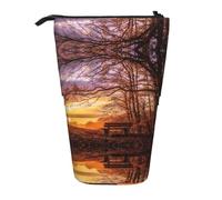 WXWJSHMGC Lonely Bench Sunset Print Pencil Telescopic Case Versatile Storage Bag,Office, and Adult Storage Box Gifts