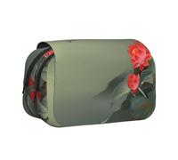 WXWJSHMGC Lotus Flower and Dragonfly Print Pen Case Bag - Portable Double Layer Storage Pencil Bag for Child, Girls, Boys and Adults