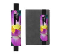 WXWJSHMGC Lotus Flower Print 2pcs Adjustable Elastic Band Pen Holder Pu Leather Pen Sleeve Pouch for Hardcover Journals, Notebooks for Back to School Gift
