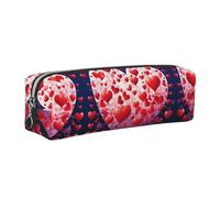 WXWJSHMGC Love Heart Print Leather Pencil Case Simple,with Metallic Zipper Pocket,Storage Pouch for Girls Boys Student College Middle School