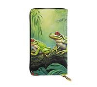 WXWJSHMGC Many Frogs Sing On The Branches Summer Butterflies Lake Water Print Fashion Long Wallet Shopping Clutch Purse Pu Leather Handbags for Ladies,Men's Wallets