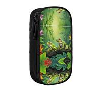 WXWJSHMGC Many Frogs Sing On The Branches Summer Butterflies Lake Water Print Large Capacity Double Layer Pencil Case with Zipper – Durable Fabric School Pouch for Pens,– Ideal for Students