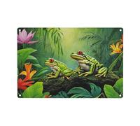 WXWJSHMGC Many Frogs Sing On The Branches Summer Butterflies Lake Water Print Metal Tin Signs Funny Metal Signs,Poster Plaque Sign Wall Hanging Decorations 12x8inch