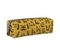 WXWJSHMGC Many Letters Print Leather Pencil Case Simple,with Metallic Zipper Pocket,Storage Pouch for Girls Boys Student College Middle School