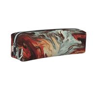 WXWJSHMGC Marble Mixed Brown Print Leather Pencil Case Simple,with Metallic Zipper Pocket,Storage Pouch for Girls Boys Student College Middle School