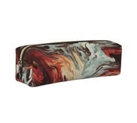 WXWJSHMGC Marble Mixed Brown Print Leather Pencil Case Simple,with Metallic Zipper Pocket,Storage Pouch for Girls Boys Student College Middle School