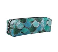 WXWJSHMGC Mermaid Print Leather Pencil Case Simple,with Metallic Zipper Pocket,Storage Pouch for Girls Boys Student College Middle School