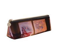 WXWJSHMGC Merry Christmas Candle Print Leather Pencil Case,Fountain Pen Case,Personalised Portable Big Capacity Study Pencil Case for Secondary School Girls Boys