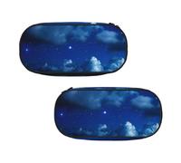 WXWJSHMGC Moonlit Night Print Pencil Bag Large Pouch Bag with 3 Compartments Pen Case Card Coin Holder for Boys Girls School Stationery