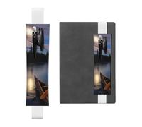 WXWJSHMGC Moonlit River Print 2pcs Adjustable Elastic Band Pen Holder Pu Leather Pen Sleeve Pouch for Hardcover Journals, Notebooks for Back to School Gift