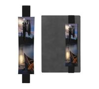 WXWJSHMGC Moonlit River Print 2pcs Adjustable Elastic Band Pen Holder Pu Leather Pen Sleeve Pouch for Hardcover Journals, Notebooks for Back to School Gift