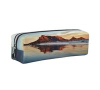 WXWJSHMGC Mountain at Sunrise Print Leather Pencil Case Simple,with Metallic Zipper Pocket,Storage Pouch for Girls Boys Student College Middle School