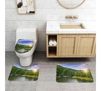 WXWJSHMGC Mountain Valley with Rainbow print 3 Piece Super Plush Non-Slip Bath Mat Rug Set Toilet Carpet Rugs