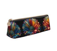 WXWJSHMGC Multi-Color Daisy Print Leather Pencil Case,Fountain Pen Case,Personalised Portable Big Capacity Study Pencil Case for Secondary School Girls Boys