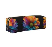 WXWJSHMGC Multi-Color Daisy Print Leather Pencil Case Simple,with Metallic Zipper Pocket,Storage Pouch for Girls Boys Student College Middle School