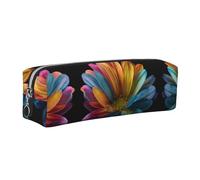 WXWJSHMGC Multi-Color Daisy Print Leather Pencil Case Simple,with Metallic Zipper Pocket,Storage Pouch for Girls Boys Student College Middle School