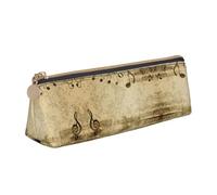 WXWJSHMGC Music Notes On Old Paper Print Leather Pencil Case,Fountain Pen Case,Personalised Portable Big Capacity Study Pencil Case for Secondary School Girls Boys