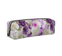WXWJSHMGC Nature Floral Spring Print Leather Pencil Case Simple,with Metallic Zipper Pocket,Storage Pouch for Girls Boys Student College Middle School