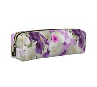 WXWJSHMGC Nature Floral Spring Print Leather Pencil Case Simple,with Metallic Zipper Pocket,Storage Pouch for Girls Boys Student College Middle School