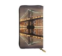 WXWJSHMGC New York Manhattan Bridge Night Print Fashion Long Wallet Shopping Clutch Purse Pu Leather Handbags for Ladies,Men's Wallets