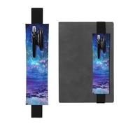 WXWJSHMGC Northern Lights Print 2pcs Adjustable Elastic Band Pen Holder Pu Leather Pen Sleeve Pouch for Hardcover Journals, Notebooks for Back to School Gift