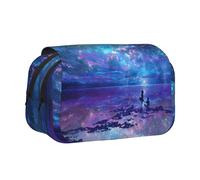 WXWJSHMGC Northern Lights Print Pen Case Bag - Portable Double Layer Storage Pencil Bag for Child, Girls, Boys and Adults