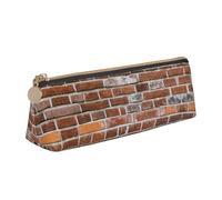 WXWJSHMGC Old Brick Wall Print Leather Pencil Case,Fountain Pen Case,Personalised Portable Big Capacity Study Pencil Case for Secondary School Girls Boys