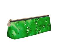 WXWJSHMGC Organic Green Print Leather Pencil Case,Fountain Pen Case,Personalised Portable Big Capacity Study Pencil Case for Secondary School Girls Boys