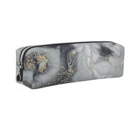 WXWJSHMGC Oriental Marble Stone Print Leather Pencil Case Simple,with Metallic Zipper Pocket,Storage Pouch for Girls Boys Student College Middle School