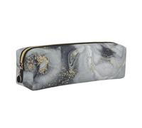 WXWJSHMGC Oriental Marble Stone Print Leather Pencil Case Simple,with Metallic Zipper Pocket,Storage Pouch for Girls Boys Student College Middle School